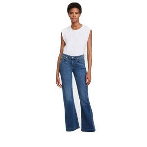 Hudson Low Rise Flare Jeans Blue‎ Stretch Denim Pocket Flap Size 28 Long Inseam